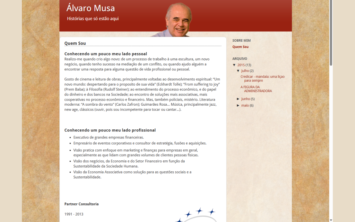 Página Quem Sou do blog Álvaro Musa